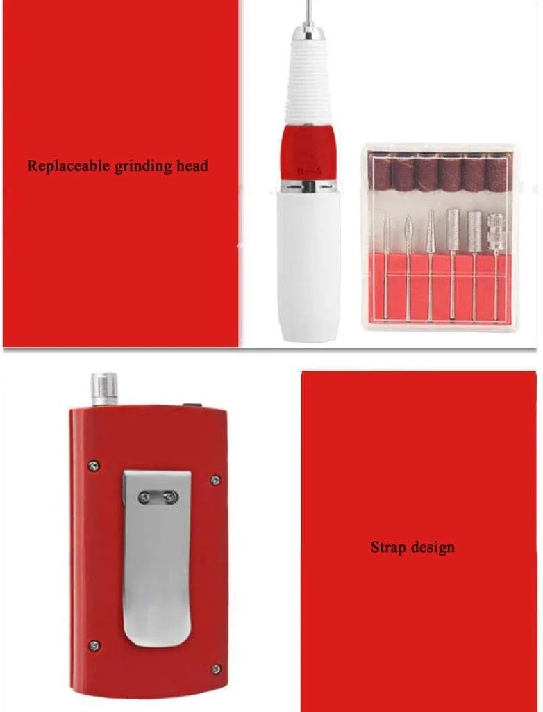 دستگاه سوهان برقی ناخن حرفه ای GZDcjsc، سوهان ناخن برقی قابل شارژ، دستگاه قابل حمل حذف ناخن اکریلیک، کیت دستگاه پولیش حرفه ای، با سرعت 35000 دور در دقیقه، بافر ناخن مانیکور پدیکور (قرمز)