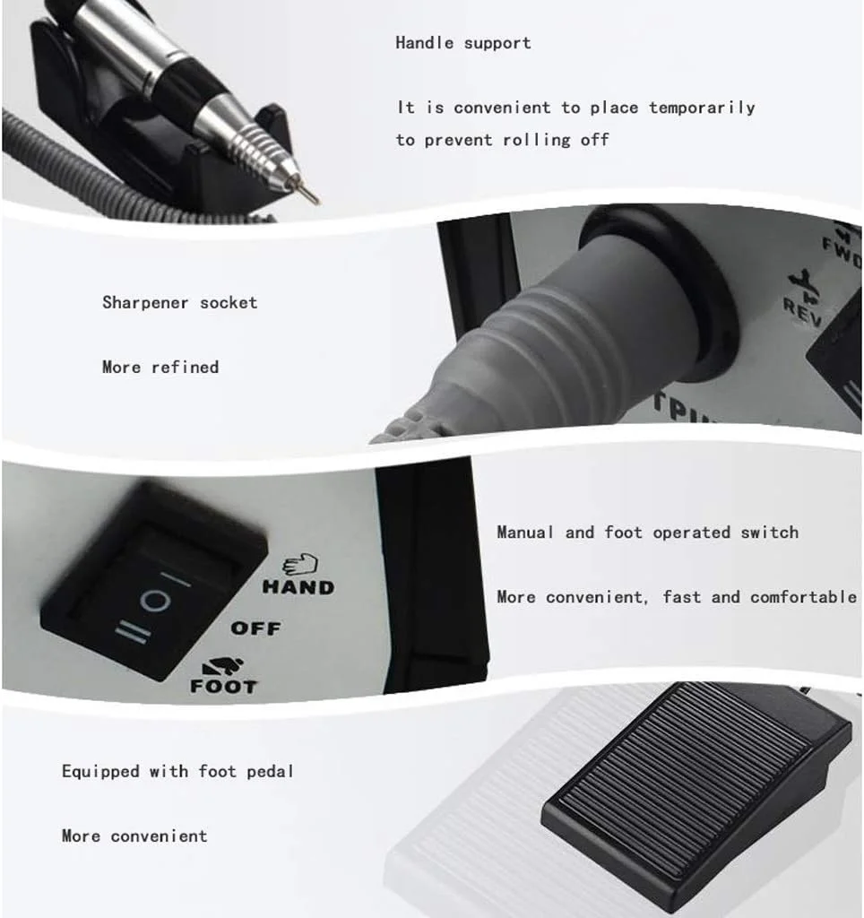 دستگاه سوهان برقی ناخن حرفه ای GZDcjsc، دستگاه سوهان برقی ناخن ارتقا یافته برای مراقبت از ناخن، ست مانیکور پدیکور قدرتمند برای از بین بردن ناخن های اکریلیک و ژل (بنفش)