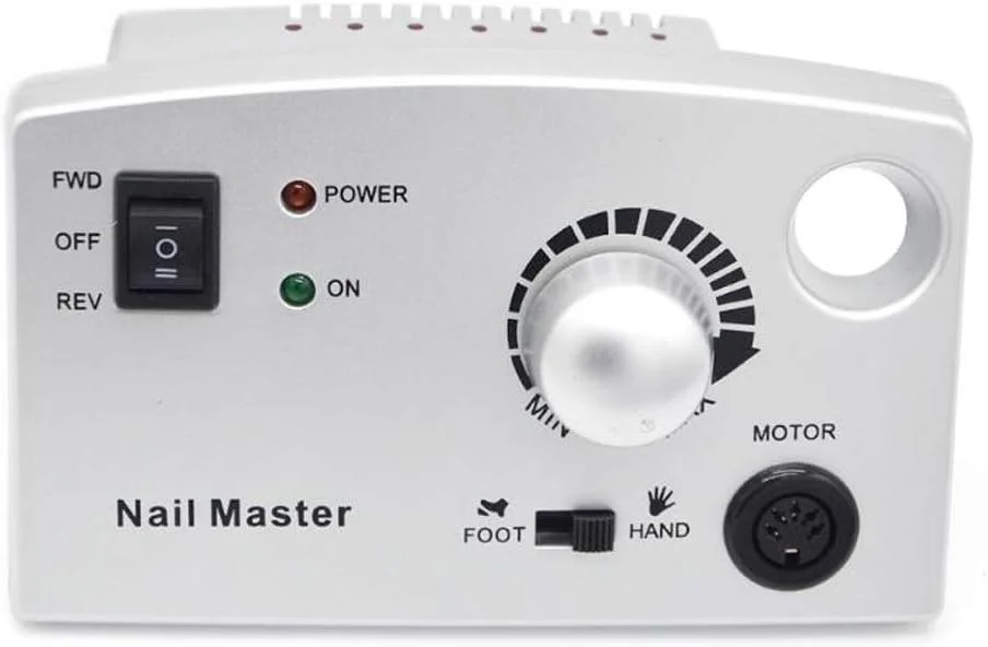 دستگاه سوهان ناخن حرفه ای GZDcjsc، دستگاه سوهان برقی ناخن، کیت سوهان قابل حمل 30000 دور در دقیقه، دستگاه پرکننده مانیکور پدیکور حرفه ای برای ناخن های اکریلیک و ناخن های ژل، بافر ناخن (نقره ای)