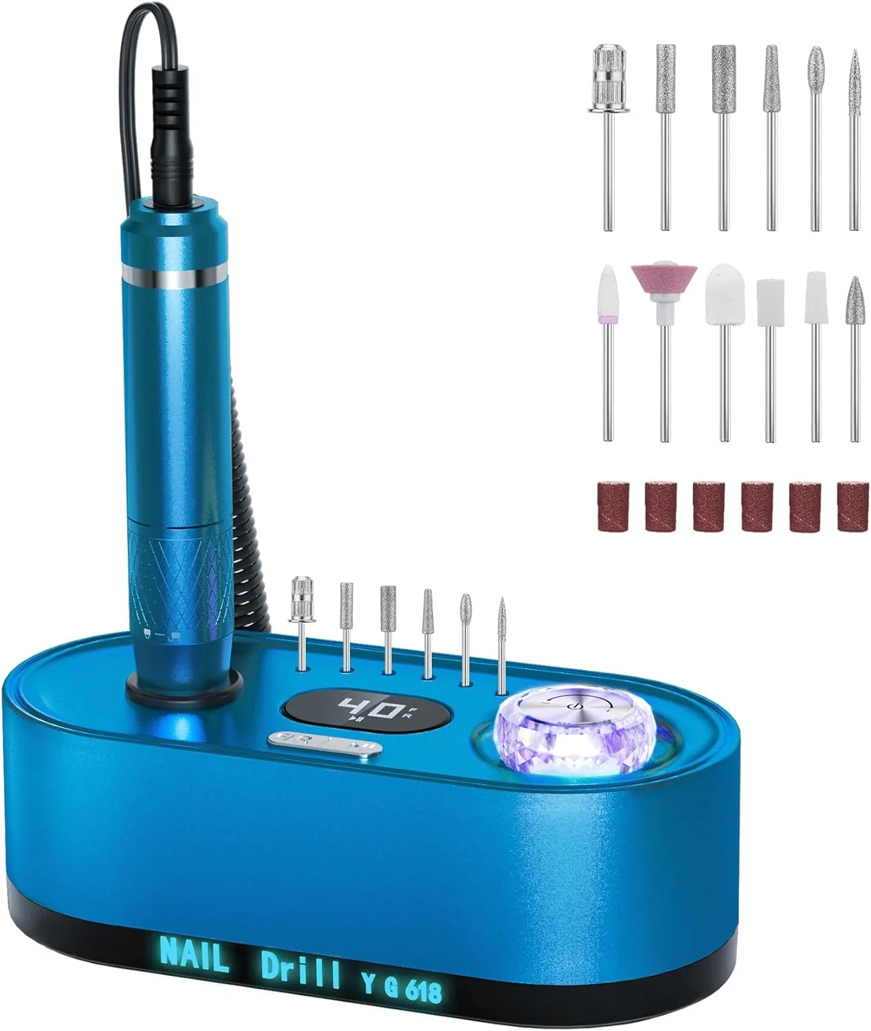 سوهان برقی ناخن GOLEEXU - کیت سوهان الکترونیکی حرفه ای 40000 دور در دقیقه، دستگاه سوهان الکترونیکی برای شکل دادن، پولیش و از بین بردن ناخن های ژلی آکریلیک، کیت مانیکور و پدیکور