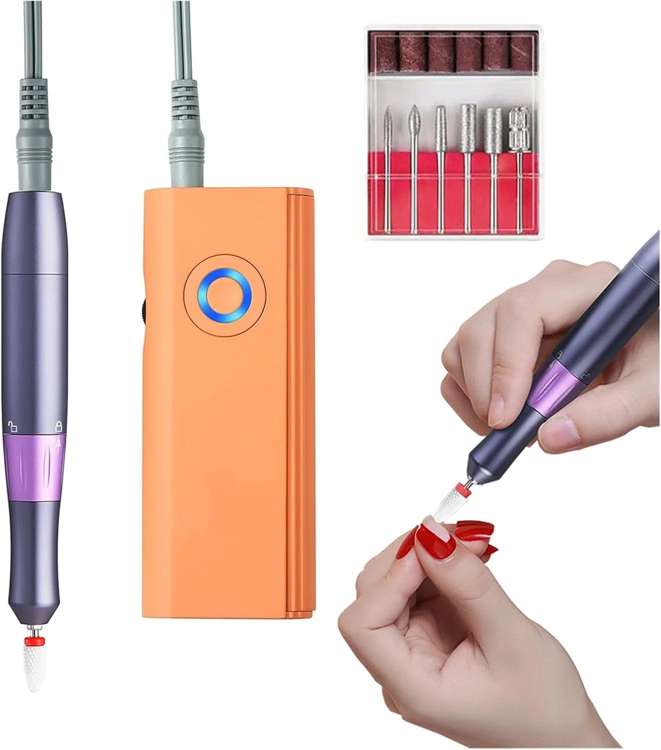 ست دستگاه مانیکور برقی GZDcjsc، دستگاه سوهان ناخن قابل شارژ، دستگاه سوهان برقی ناخن، از بین برنده لاک ژل، ابزار برش برای مانیکور پدیکور