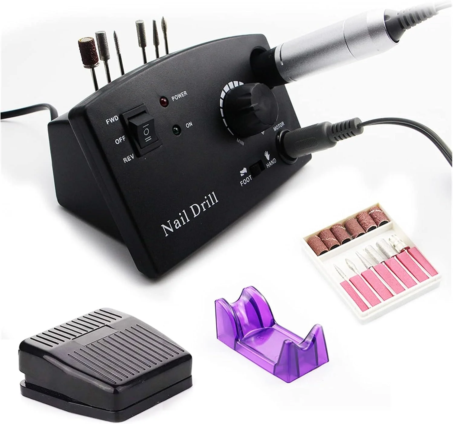 ست مراقبت از ناخن GHQERTY - دستگاه دریل ناخن 35000 دور در دقیقه برای دستگاه دریل مانیکور برقی و لوازم جانبی با فرز برقی (مشکی) ست مراقبت از ناخن GHQERTY - دستگاه دریل ناخن 35000 دور در دقیقه برای دستگاه دریل مانیکور برقی و لوازم جانبی با فرز برقی (مشکی)