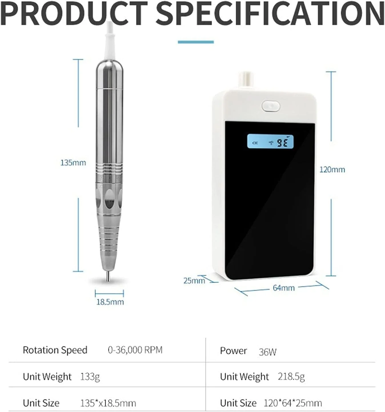 سوهان برقی ناخن GHQERTY، سوهان ناخن شارژی حرفه ای بدون برس، دریل برقی مانیکور ناخن 35000 دور در دقیقه، ابزار ناخن شارژی موتور بدون برس پدیکور 36 وات برای ناخن های طبیعی، لاک ژل (صورتی)