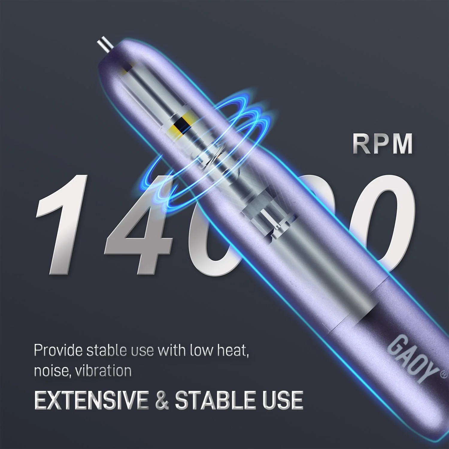 دستگاه سوهان برقی ناخن GAOY برای کاشت ناخن اکریلیک و ژل، سوهان برقی USB، ای فایل قابل حمل با سری سوهان، ابزار مانیکور پدیکور برای سالن خانگی، بنفش