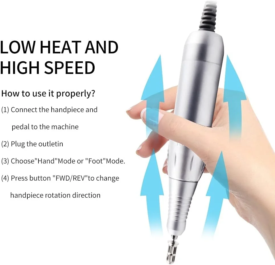 ست دستگاه مانیکور و پدیکور GHQERTY، 32 وات، 35000 دور در دقیقه، سوهان برقی ناخن با صفحه نمایش سرعت، دستگاه برش مانیکور و پدیکور (رنگ: 202 صورتی)