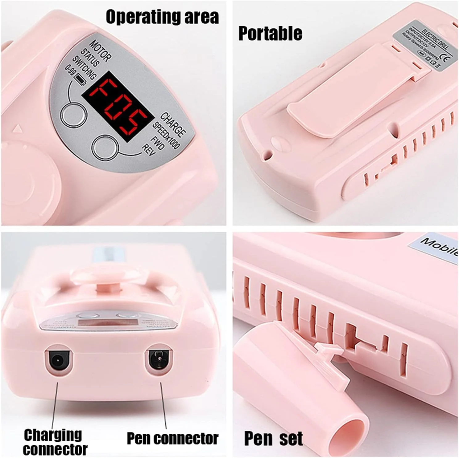 دستگاه سوهان برقی ناخن FURLOU، دستگاه مانیکور قابل حمل و شارژی، قلم برقی سوهان ناخن برای مانیکور، پولیشر ژل ناخن، تجهیزات طراحی ناخن، ابزار ناخن برای ناخن های طبیعی، لاک ژل (رنگ: سفید)