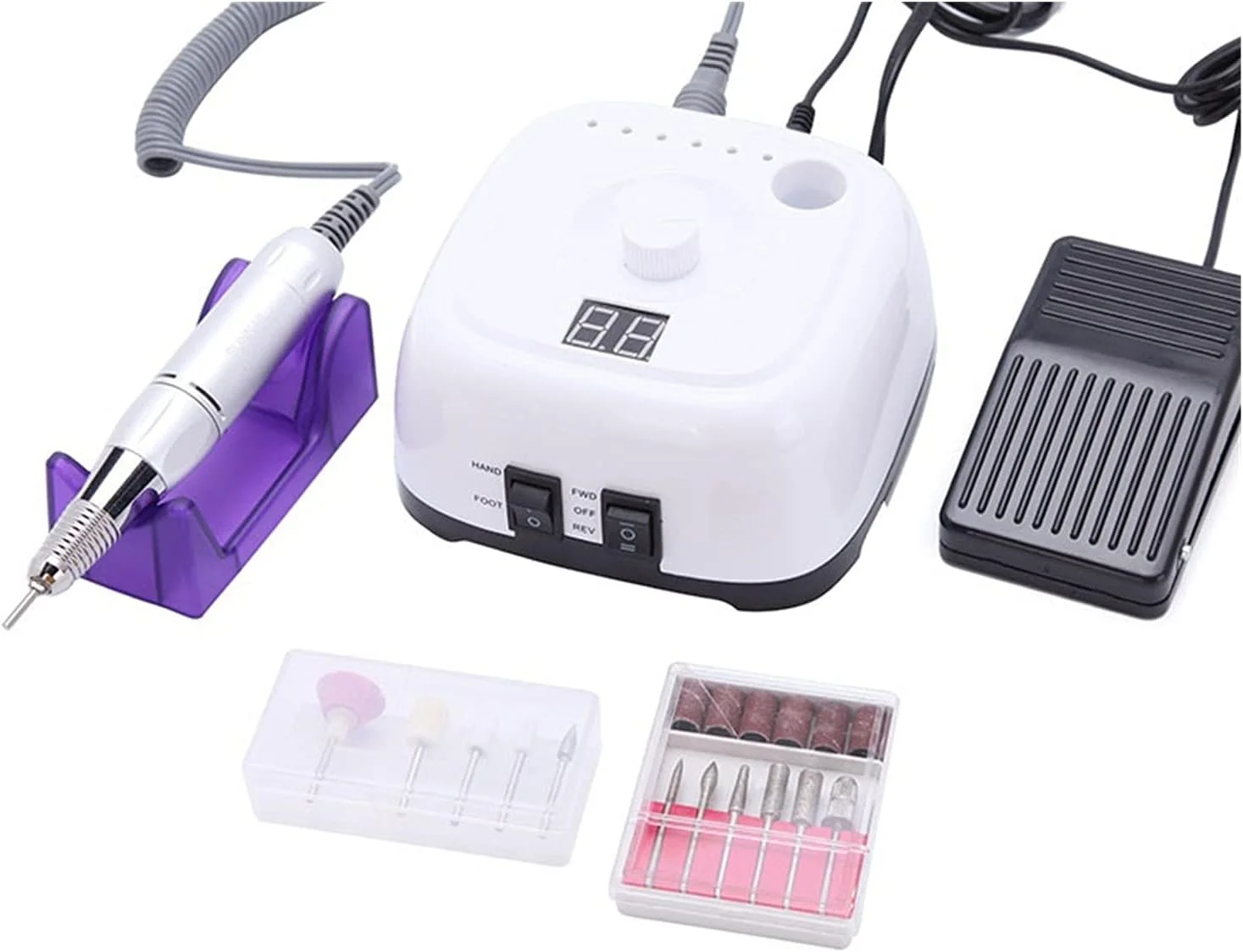 دستگاه مانیکور و پدیکور GHQERTY با سرعت 35000 دور در دقیقه به همراه پدال کنترل سرعت، ابزار مانیکور و پدیکور، سوهان برقی ناخن به همراه سری های سنگ زنی دستگاه مانیکور و پدیکور GHQERTY با سرعت 35000 دور در دقیقه به همراه پدال کنترل سرعت، ابزار مانیکور و پدیکور، سوهان برقی ناخن به همراه سری های سنگ زنی