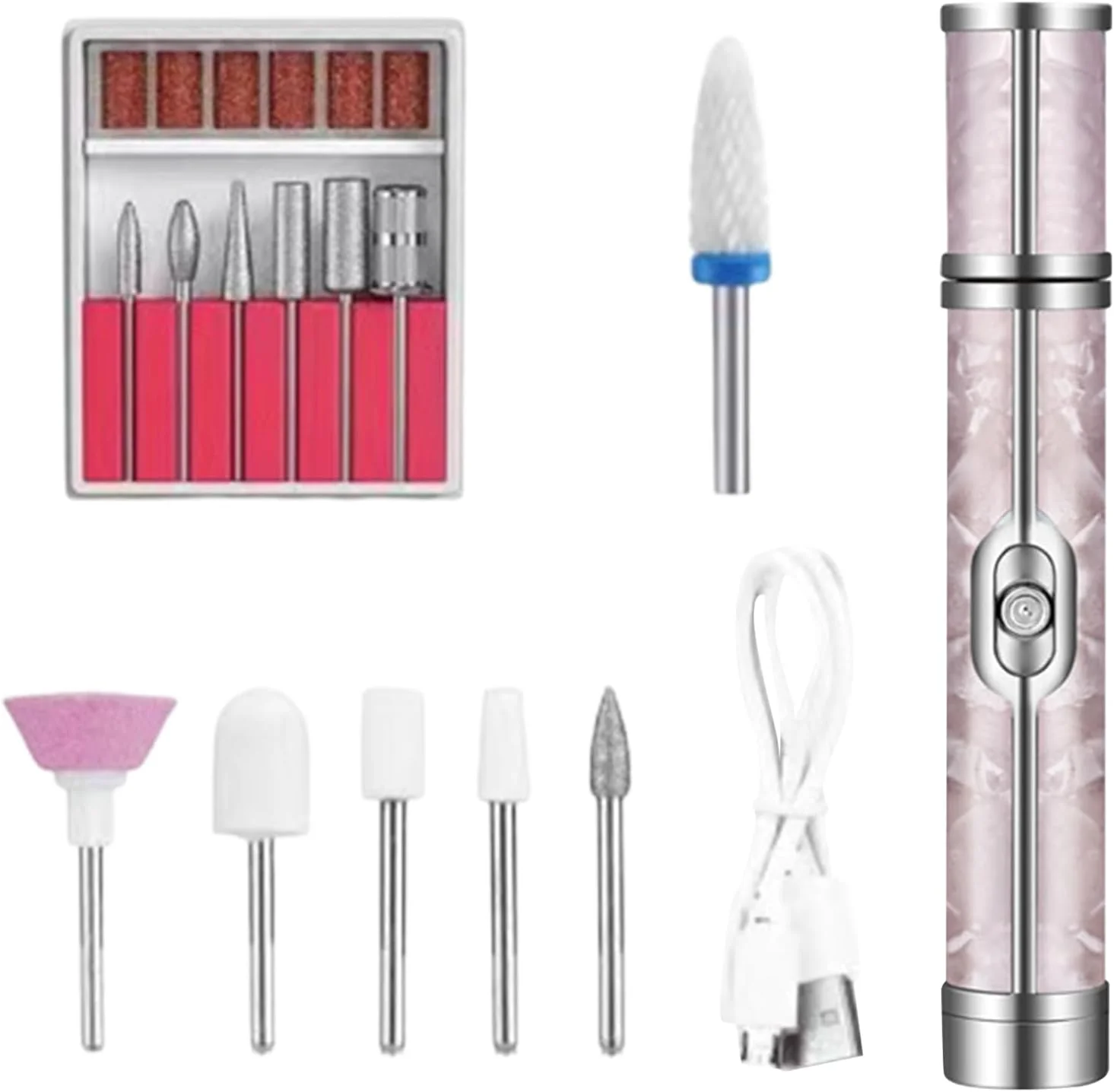 دستگاه سوهان برقی ناخن Kinrguiyuez، 20000 دور در دقیقه - حرفه ای، لوازم جانبی مانیکور قابل شارژ USB، ابزار پدیکور برای از بین بردن لاک ژل و ناخن های اکریلیک