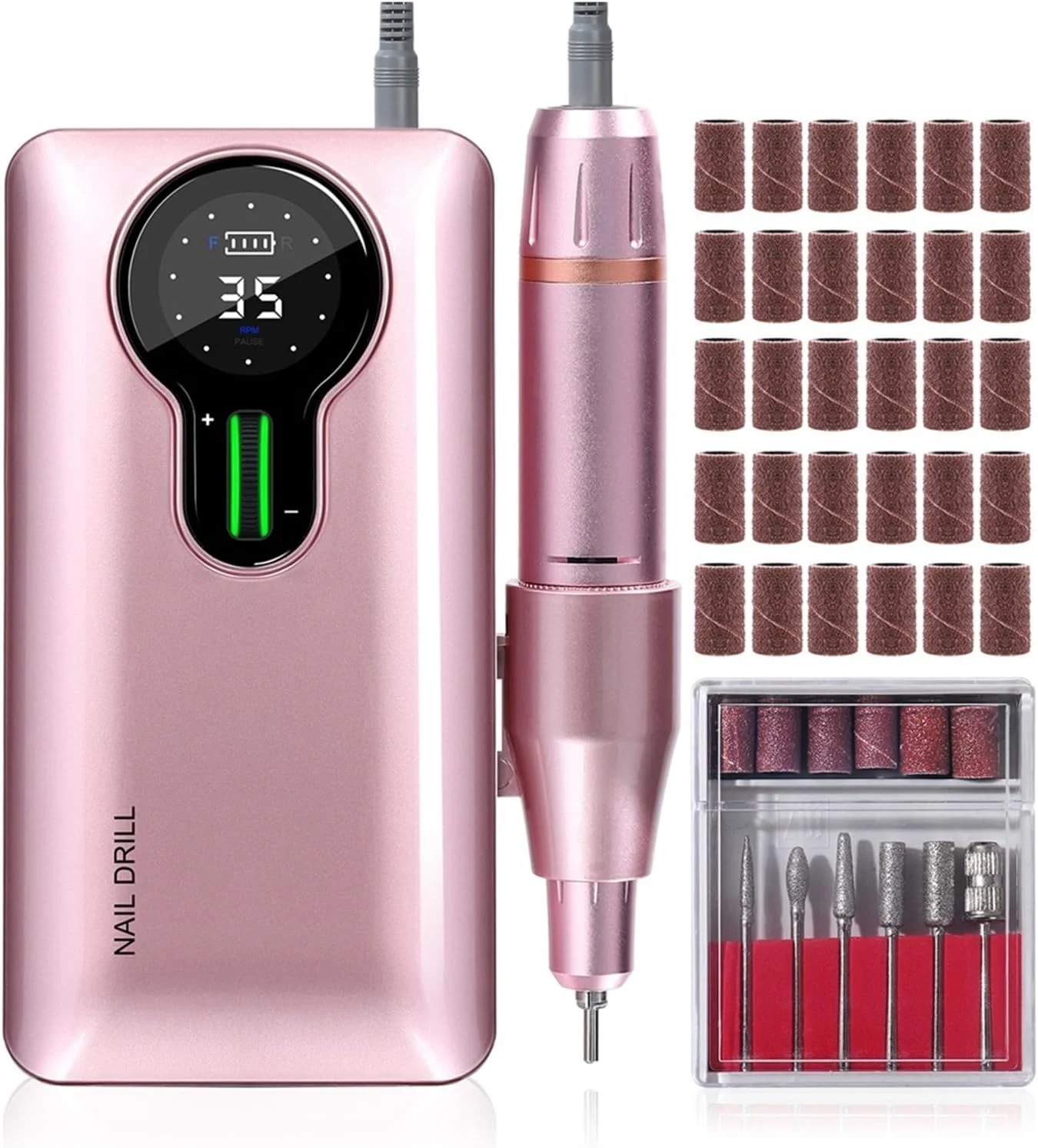 دستگاه سوهان برقی ناخن کوهارا 35000 دور در دقیقه، مناسب مانیکور، سوهان برقی ناخن، پولیش ناخن، فایل کاتر برای تجهیزات طراحی ناخن، سری سوهان ناخن (رنگ: رز، سایز: A) (رز A)