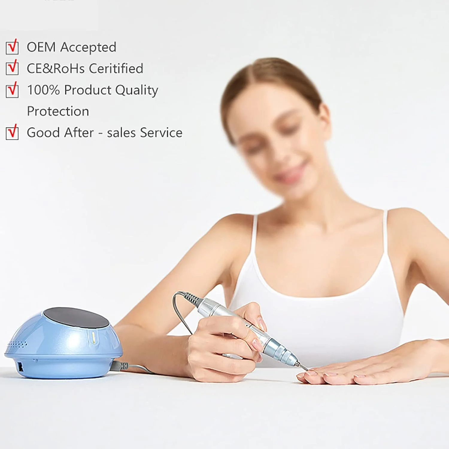 دستگاه سوهان برقی ناخن حرفه ای LBWF، 35000 دور در دقیقه، سرعت قابل تنظیم، با کنترل پدال پا، سر سنگ زنی قابل تعویض، برای مانیکور پدیکور و مراقبت از ناخن در سالن