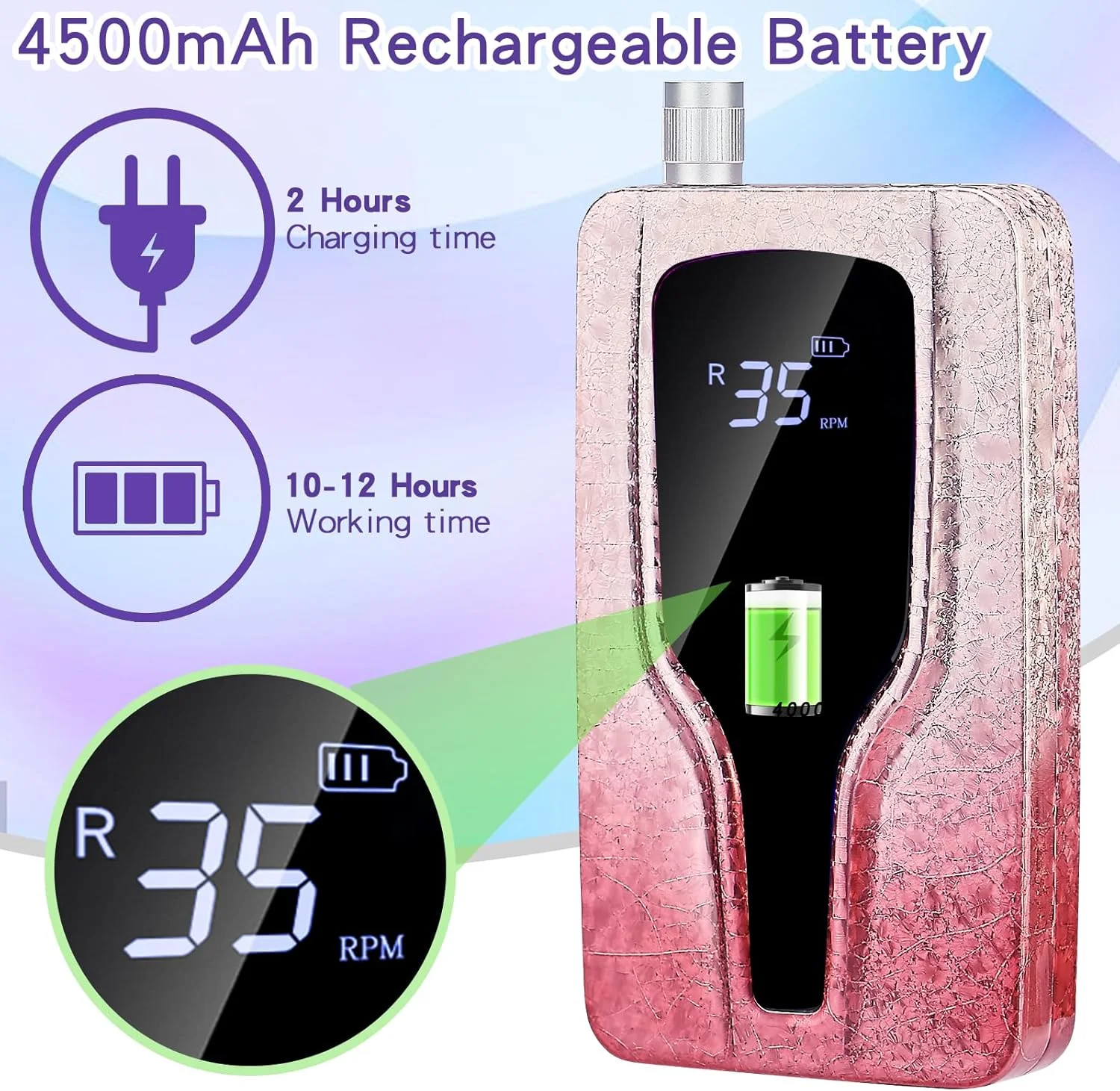 دستگاه سوهان برقی ناخن LEEMOOP، 35000 دور در دقیقه، به همراه 12 سری سوهان، دستگاه سوهان ناخن حرفه ای برای ناخن های ژلیش و اکریلیک، ست سوهان برقی بی سیم برای مانیکور و پدیکور