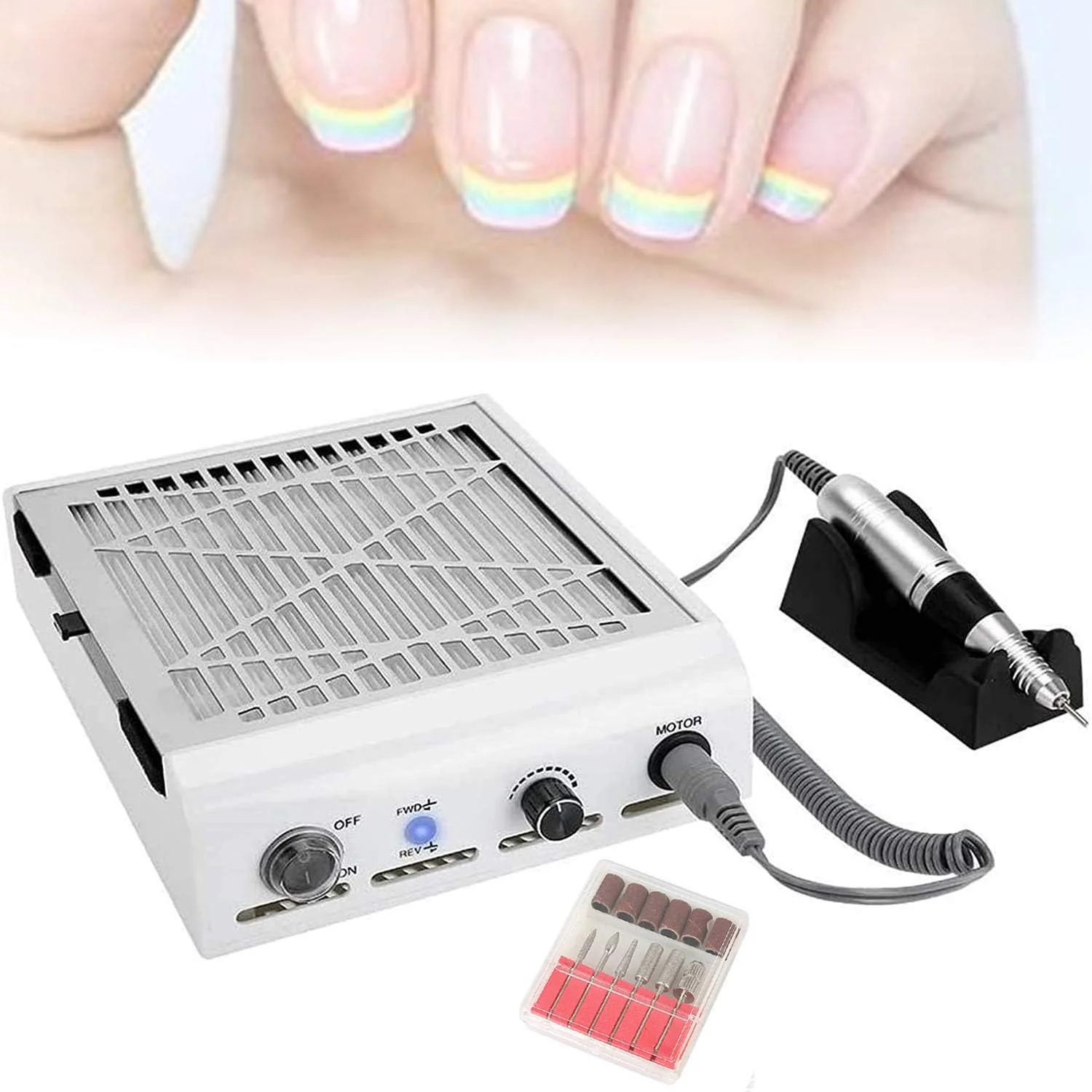 دستگاه سوهان ناخن 2 در 1 QJJML، دستگاه جمع کننده گرد و غبار برقی ناخن، تجهیزات ناخن چند منظوره 60 واتی، برای ناخن های اکریلیک، پلی و ژل، دستگاه پولیش ناخن 30000 دور در دقیقه، پاک کننده گرد و غبار ناخن