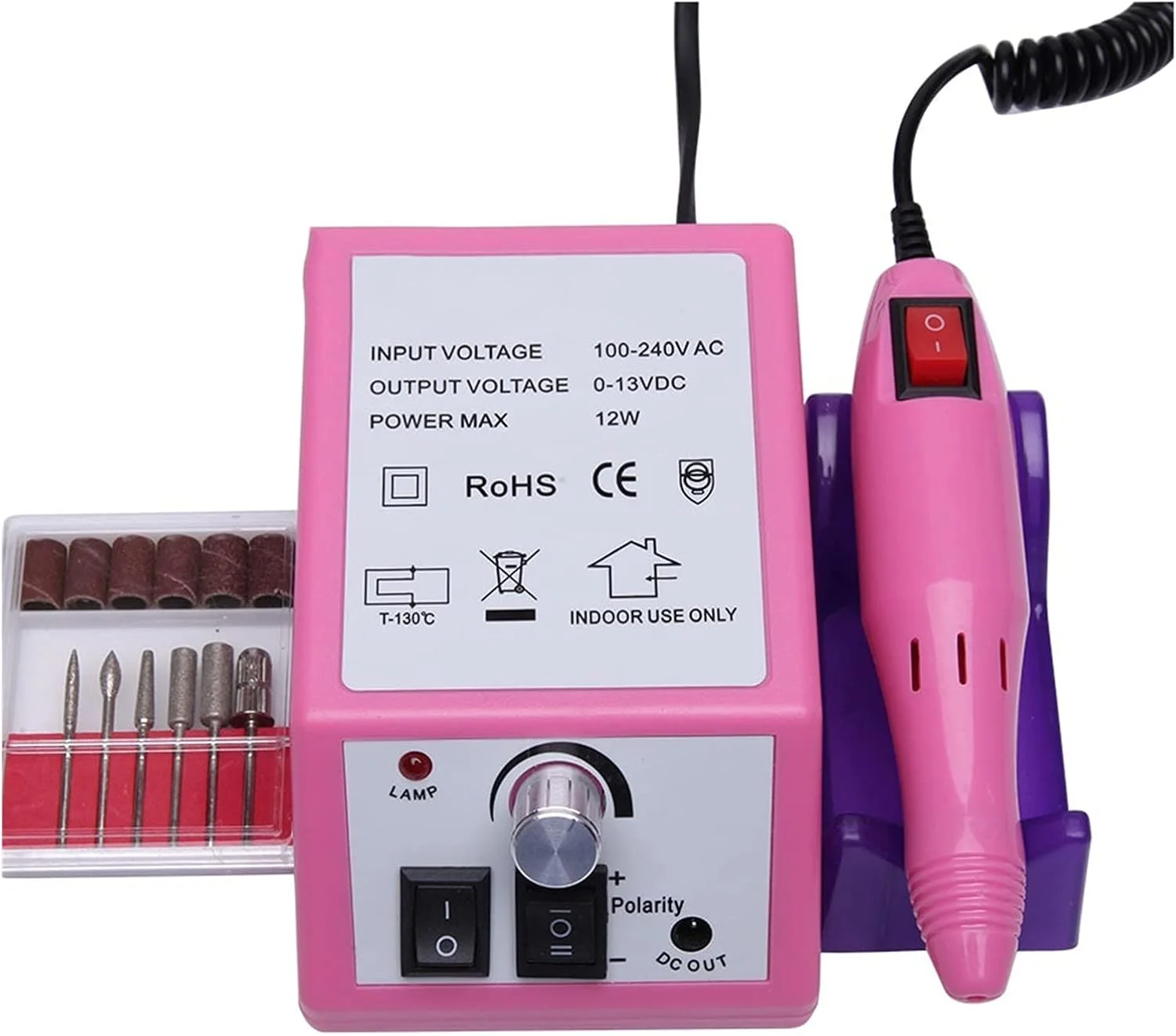 ست دستگاه مانیکور برقی ریموال با سرعت 20000 دور در دقیقه، شامل ابزار و لوازم مورد نیاز برای طراحی ناخن (رنگ: صورتی)