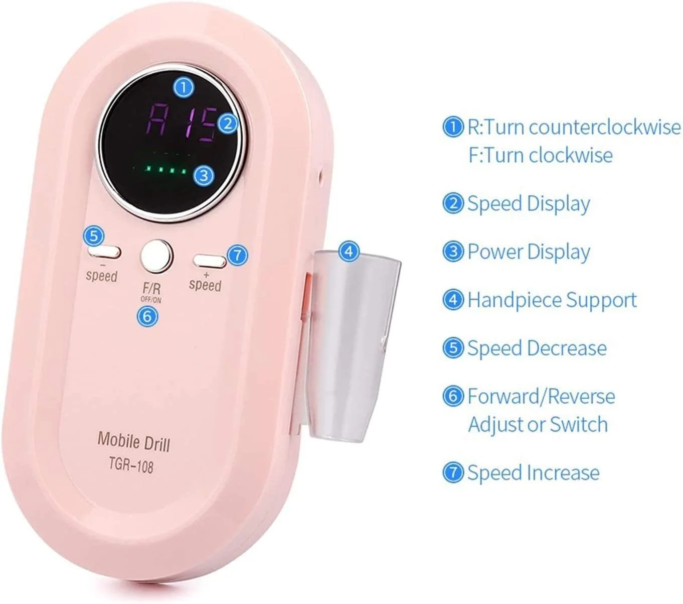 دستگاه مانیکور برقی قابل حمل QJJML، مناسب برای ناخن های اکریلیک، دارای 6 سری مختلف برای شکل دادن، پولیش و از بین بردن لاک ژل، 30000 دور در دقیقه، مناسب برای استفاده در منزل و سالن های حرفه ای