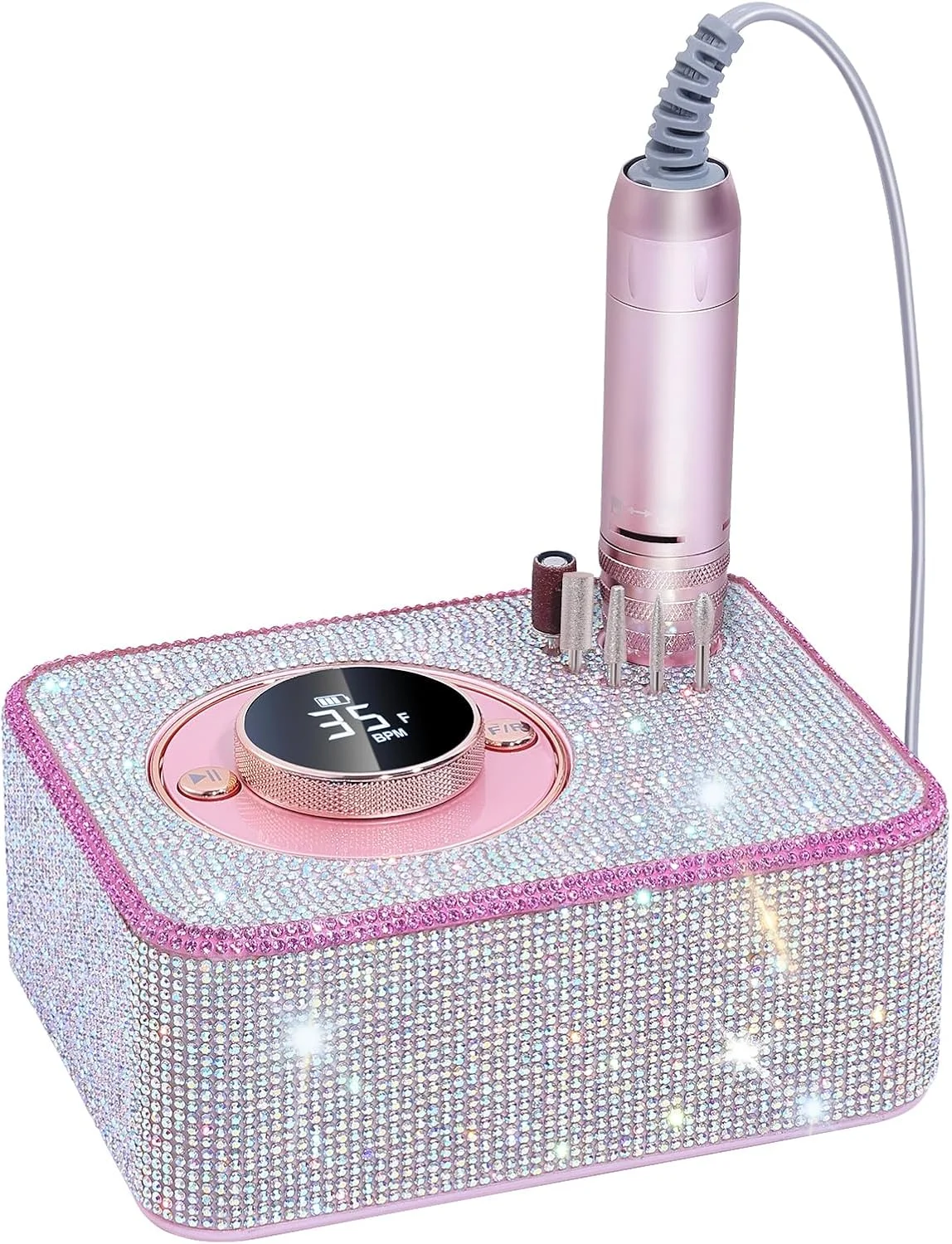 دستگاه سوهان برقی ناخن شارژی حرفه ای 35000 دور در دقیقه، کیت قابل حمل سوهان ناخن برای مانیکور و پدیکور، ابزار ایده آل طراحی ناخن مناسب برای سالن و خانه