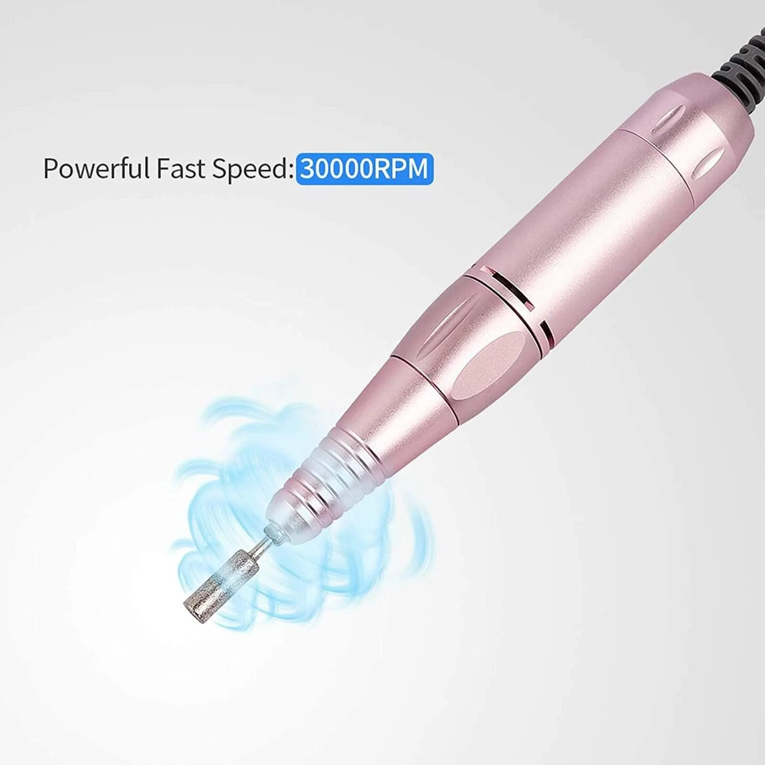 دستگاه مانیکور برقی قابل حمل QJJML، مناسب برای ناخن های اکریلیک، دارای 6 سری مختلف برای شکل دادن، پولیش و از بین بردن لاک ژل، 30000 دور در دقیقه، مناسب برای استفاده در منزل و سالن های حرفه ای