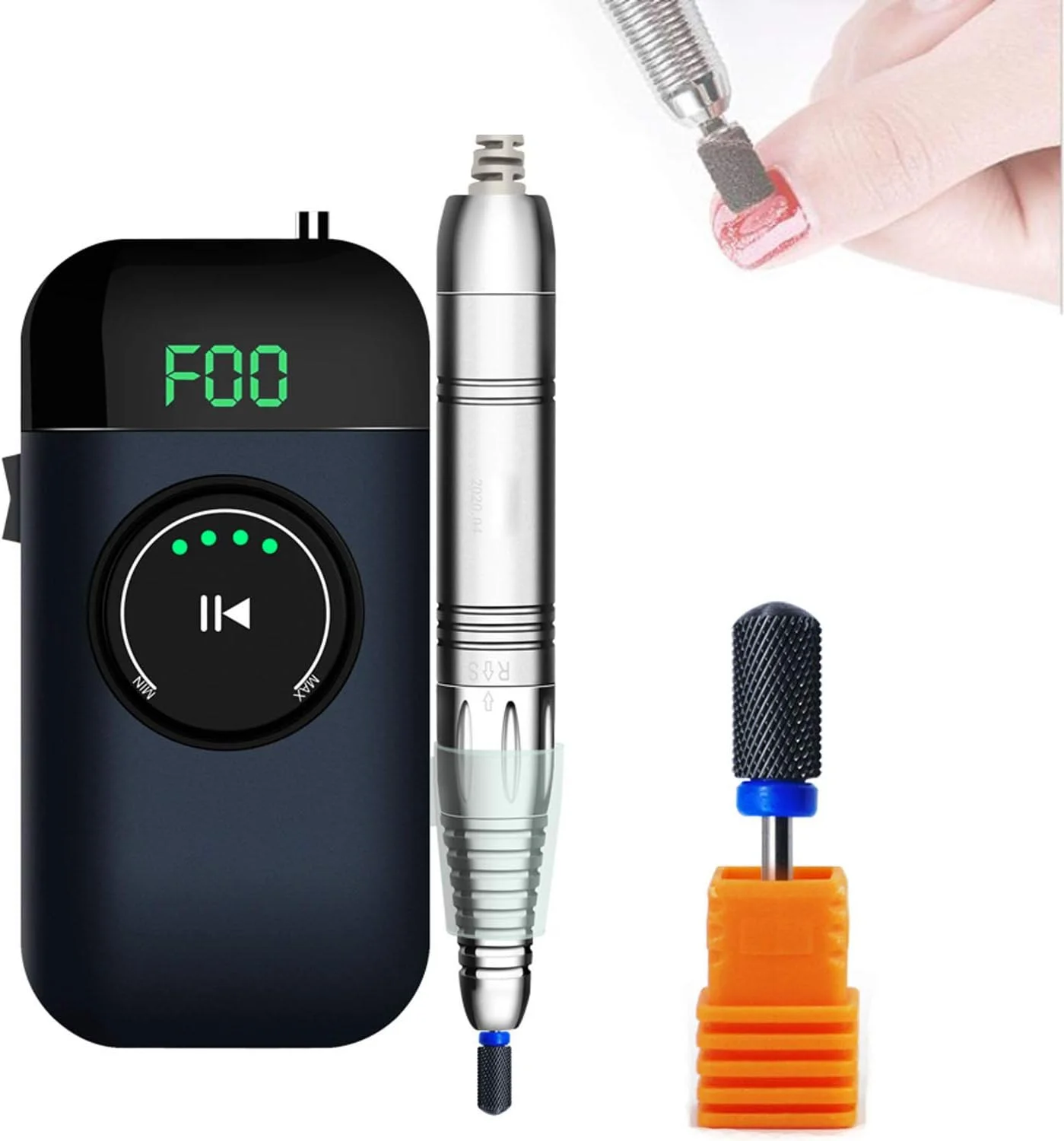 دستگاه سوهان برقی ناخن QJJML براشلس 35000 دور در دقیقه برای ناخن های اکریلیک، لاک ژل، ست کیت سوهان برقی ناخن، با سر سوهان سرامیکی، طراحی منحصر به فرد مانیکور برای استفاده خانگی و سالن حرفه ای