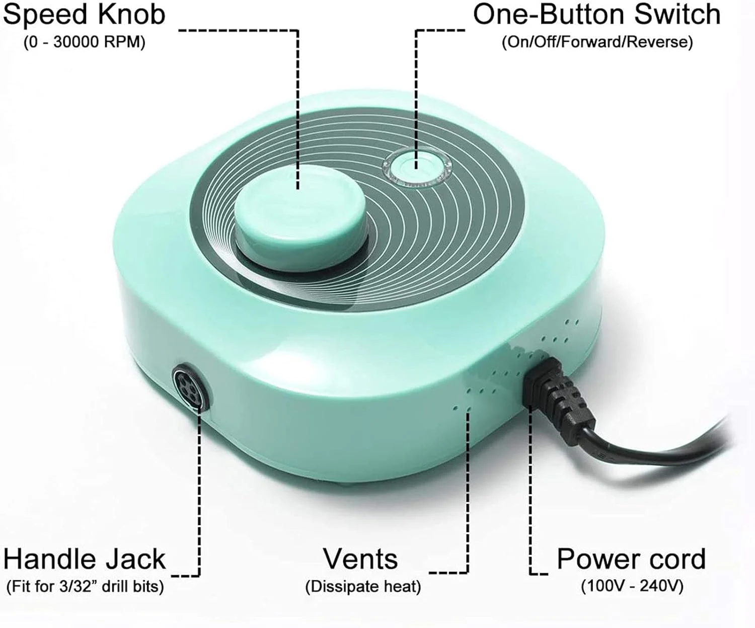 دستگاه سوهان برقی ناخن حرفه ای QJJML، ۳۰۰۰۰ دور در دقیقه، دستگاه ای فایل جمع و جور، سوهان برقی قابل حمل برای ناخن های ژلی آکریلیک