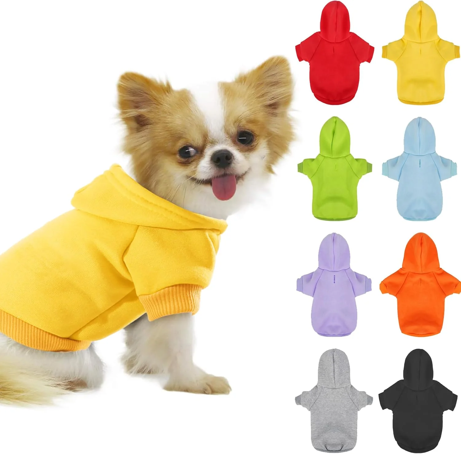 سویشرت سگ و گربه خانگی Mumoo Bear، تیشرت توله سگ، لباس گرم کلاه دار - زرد، L سویشرت سگ و گربه خانگی Mumoo Bear، تیشرت توله سگ، لباس گرم کلاه دار - زرد، L