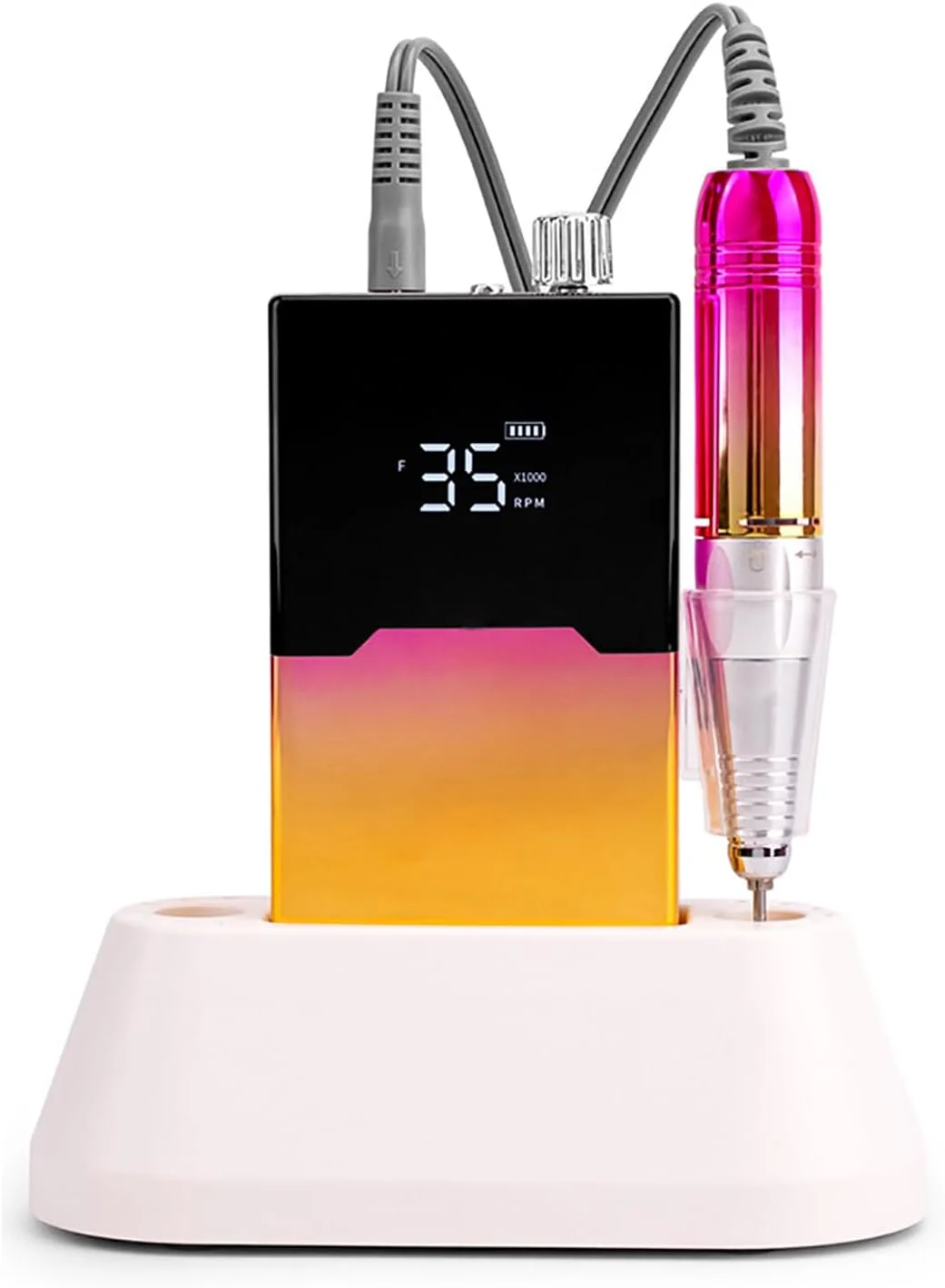 دستگاه سوهان برقی ناخن حرفه ای، 40000 دور در دقیقه، با نمایشگر سرعت و 6 سر سوهان، برای پدیکور ناخن های ژلی آکریلیک