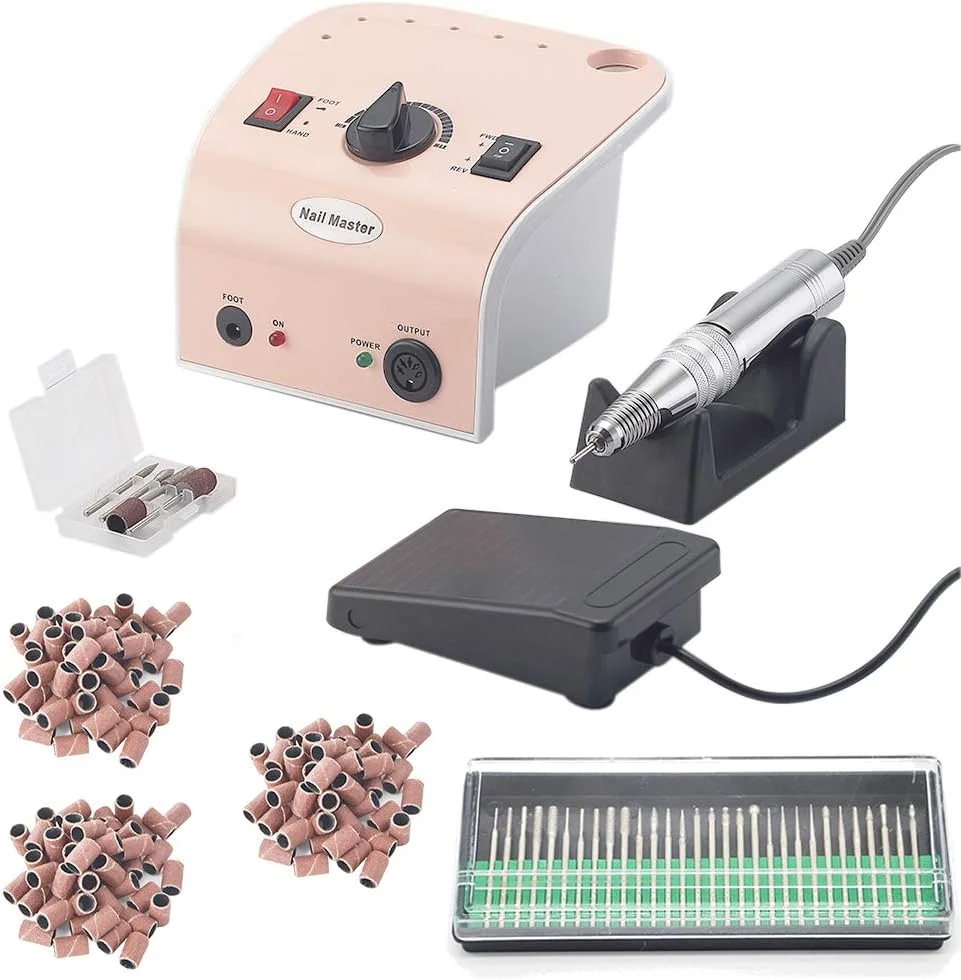 ست مانیکور برقی حرفه ای، دستگاه سوهان ناخن، دستگاه پدیکور برای ناخن های اکریلیک، از بین برنده لاک ژل با 150 نوار سنباده و 30 سری، مناسب برای استفاده خانگی، 35 وات 35000 دور در دقیقه