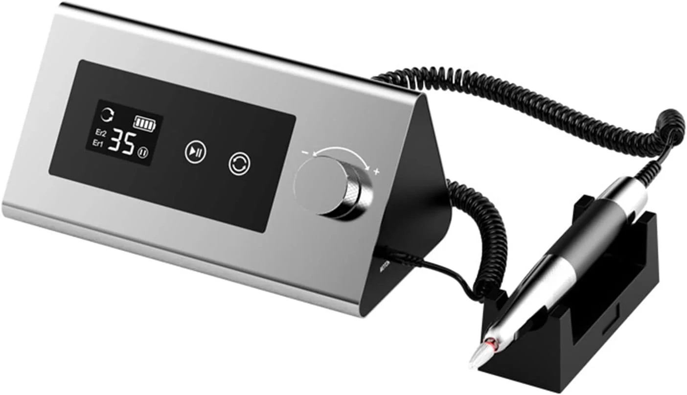 دستگاه مانیکور Temkin، ست حرفه ای دریل ناخن، سرعت قابل تنظیم 35000 دور در دقیقه، ابزار برقی قابل حمل ناخن اکریلیک، با صفحه نمایش LED، برای لایه برداری، سنگ زنی، پولیش