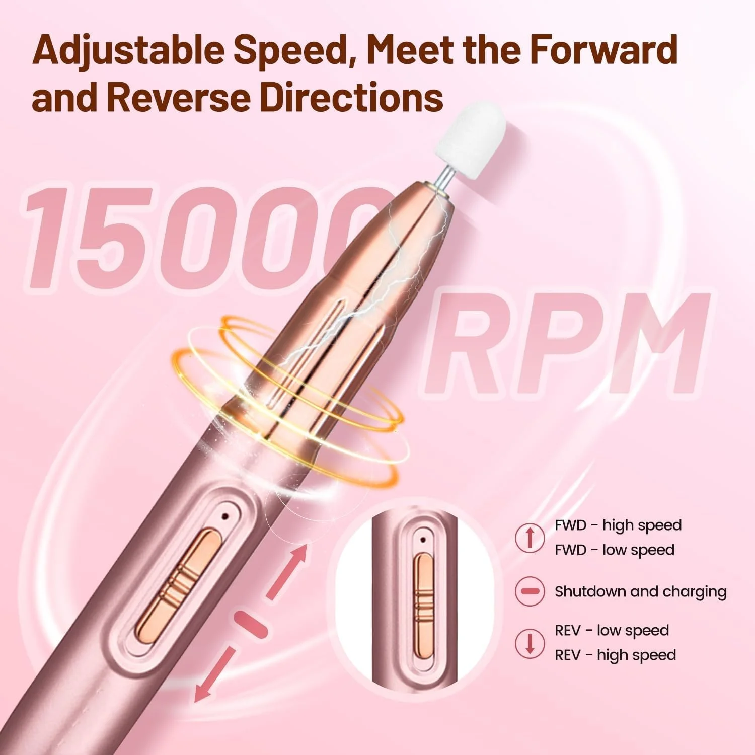 دستگاه سوهان ناخن برای ناخن های ژلی، سوهان برقی بی سیم حرفه ای قابل شارژ، کیت مانیکور، دستگاه سوهان ناخن برقی برای ناخن های اکریلیک، ابزار شکل دهی و پولیش ژل