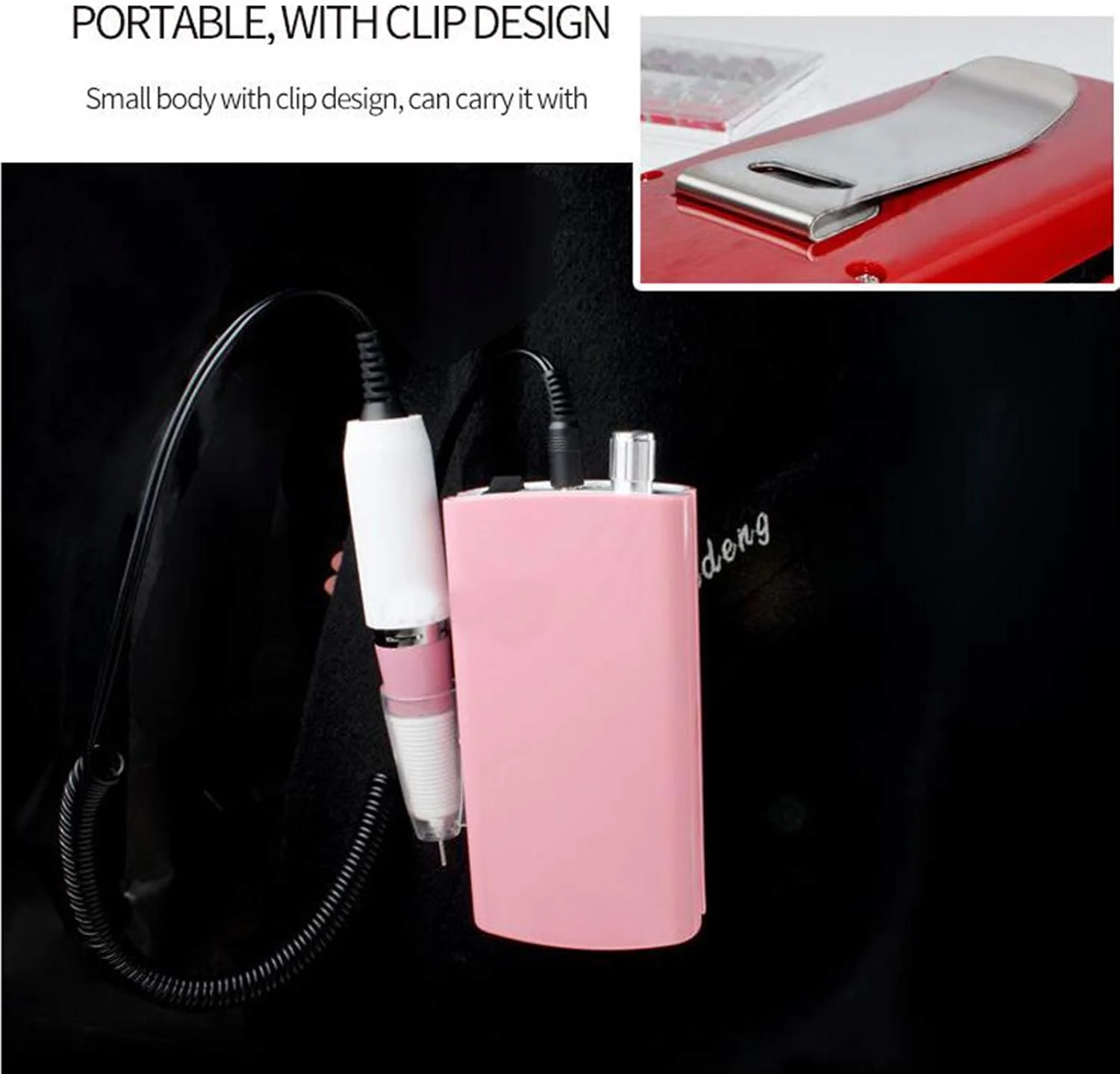 دستگاه سوهان برقی ناخن قابل حمل 30000 دور در دقیقه، ست مانیکور و پدیکور برقی قابل شارژ برای ناخن های اکریلیک و ناخن های ژلیش