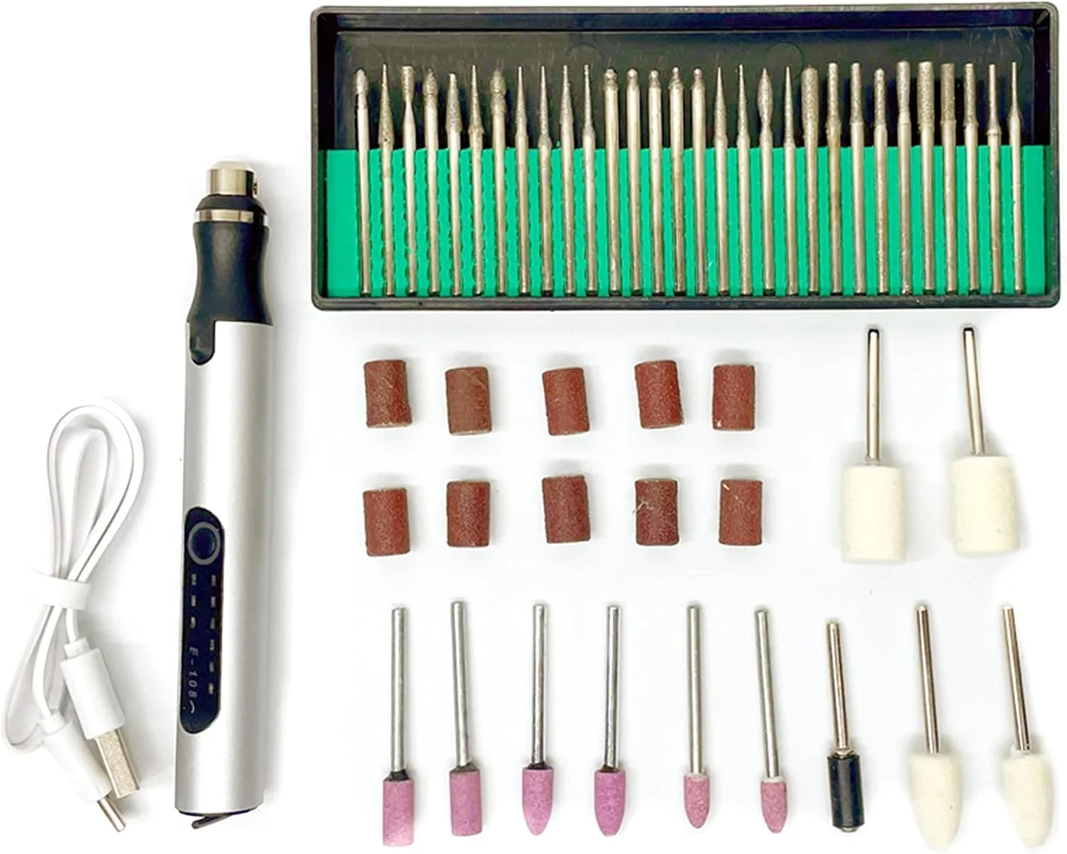 ست دستگاه سوهان برقی ناخن قابل حمل، ابزار پولیش حرفه ای با مجموعه سرامیکی برای شکل دادن به ناخن های اکریلیک و پدیکور