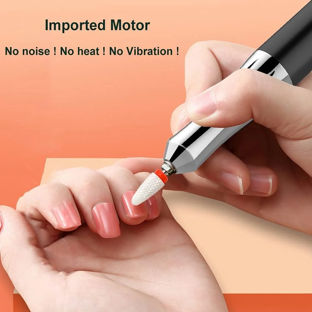 دستگاه سوهان برقی ناخن قابل حمل 35000 دور در دقیقه، ست مانیکور حرفه ای، سنباده ناخن برای ناخن های ژلی آکریلیک، مناسب برای استفاده در منزل و سالن (رنگ: مشکی)
