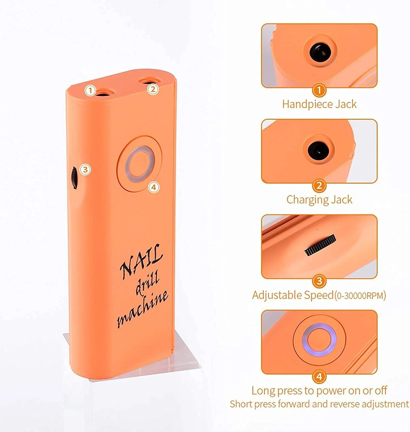 دستگاه سوهان برقی ناخن قابل حمل 30000 دور در دقیقه، ابزارهای پولیش و فرم دهی برای ناخن های اکریلیک، ژل و طبیعی، قابل شارژ، مناسب برای مانیکور، پدیکور، استفاده در سالن یا منزل (رنگ: بژ)