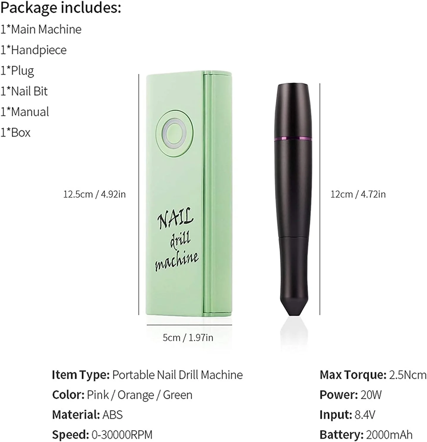 دستگاه سوهان برقی ناخن قابل حمل 30000 دور در دقیقه، ابزارهای پولیش و فرم دهی برای ناخن های اکریلیک، ژل و طبیعی، قابل شارژ، مناسب برای مانیکور، پدیکور، استفاده در سالن یا منزل (رنگ: بژ)