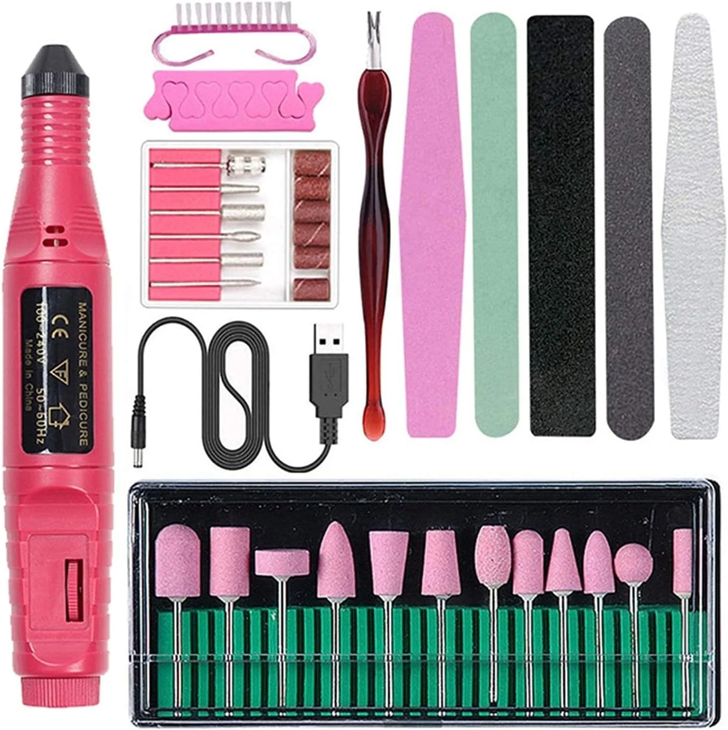 قلم مانیکور USB OXPMFY، دستگاه پولیش سنباده ای 6 در 1، دستگاه دریل ناخن قابل حمل، دریل برقی ناخن، سوهان ناخن، دریل ناخن حرفه ای، ابزار ناخن اکریلیک