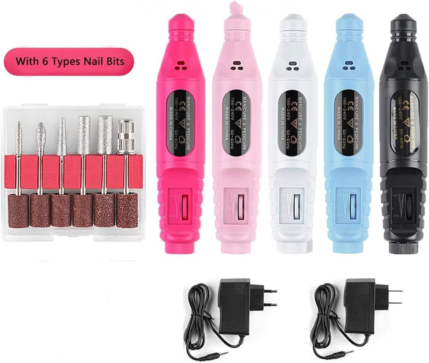 سوهان برقی ناخن ZAIED، دستگاه مانیکور و پدیکور قابل حمل در 5 رنگ، ست پولیش ناخن با 6 عدد سری سوهان، ابزار طراحی ناخن برای ناخن های طبیعی و لاک ژل سوهان برقی ناخن ZAIED، دستگاه مانیکور و پدیکور قابل حمل در 5 رنگ، ست پولیش ناخن با 6 عدد سری سوهان، ابزار طراحی ناخن برای ناخن های طبیعی و لاک ژل