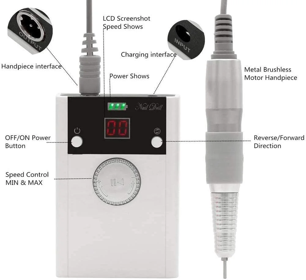 دستگاه سوهان برقی ناخن ZAIED، قابل حمل، مناسب برای ناخن های ژلی و اکریلیک، حرفه ای 40000 دور در دقیقه، مانیکور، پدیکور، ابزار پولیش و فرم دهی برای استفاده در منزل و سالن، حرارت و صدای کم دستگاه سوهان برقی ناخن ZAIED، قابل حمل، مناسب برای ناخن های ژلی و اکریلیک، حرفه ای 40000 دور در دقیقه، مانیکور، پدیکور، ابزار پولیش و فرم دهی برای استفاده در منزل و سالن، حرارت و صدای کم