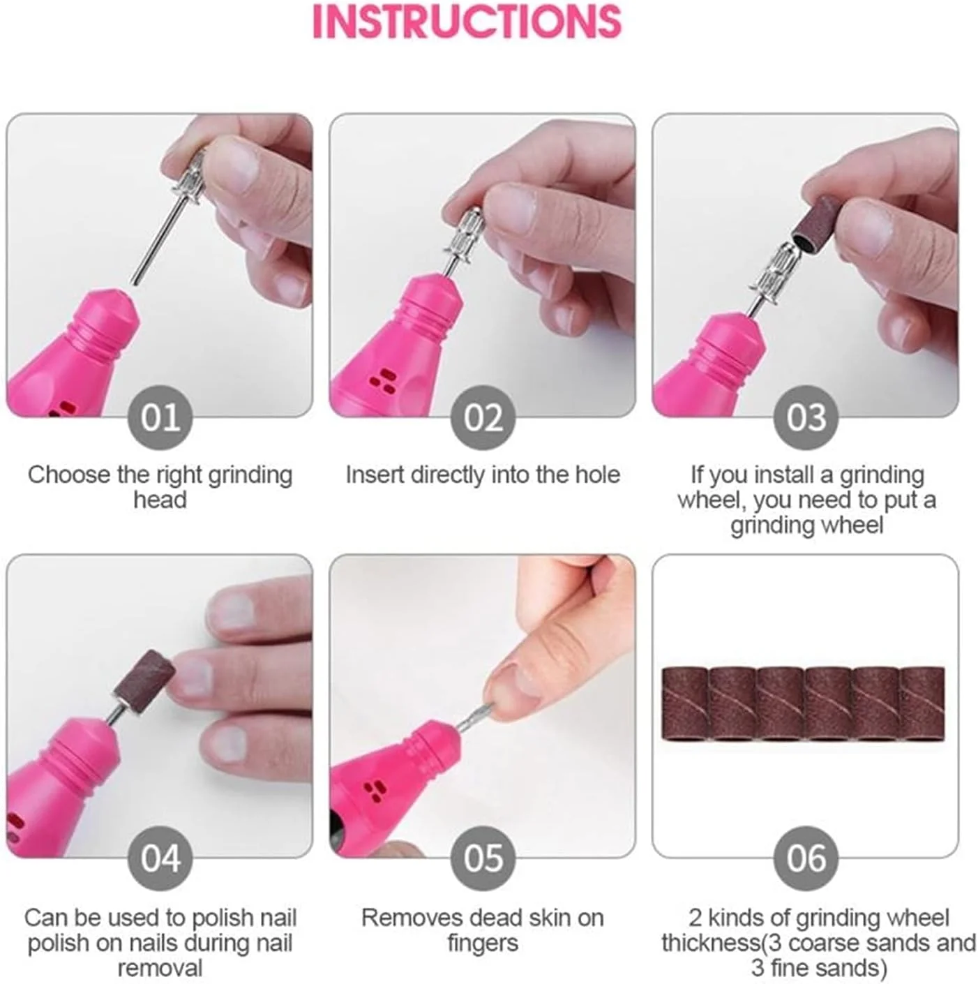 سوهان برقی ناخن ZAIED، دستگاه مانیکور و پدیکور قابل حمل در 5 رنگ، ست پولیش ناخن با 6 عدد سری سوهان، ابزار طراحی ناخن برای ناخن های طبیعی و لاک ژل سوهان برقی ناخن ZAIED، دستگاه مانیکور و پدیکور قابل حمل در 5 رنگ، ست پولیش ناخن با 6 عدد سری سوهان، ابزار طراحی ناخن برای ناخن های طبیعی و لاک ژل