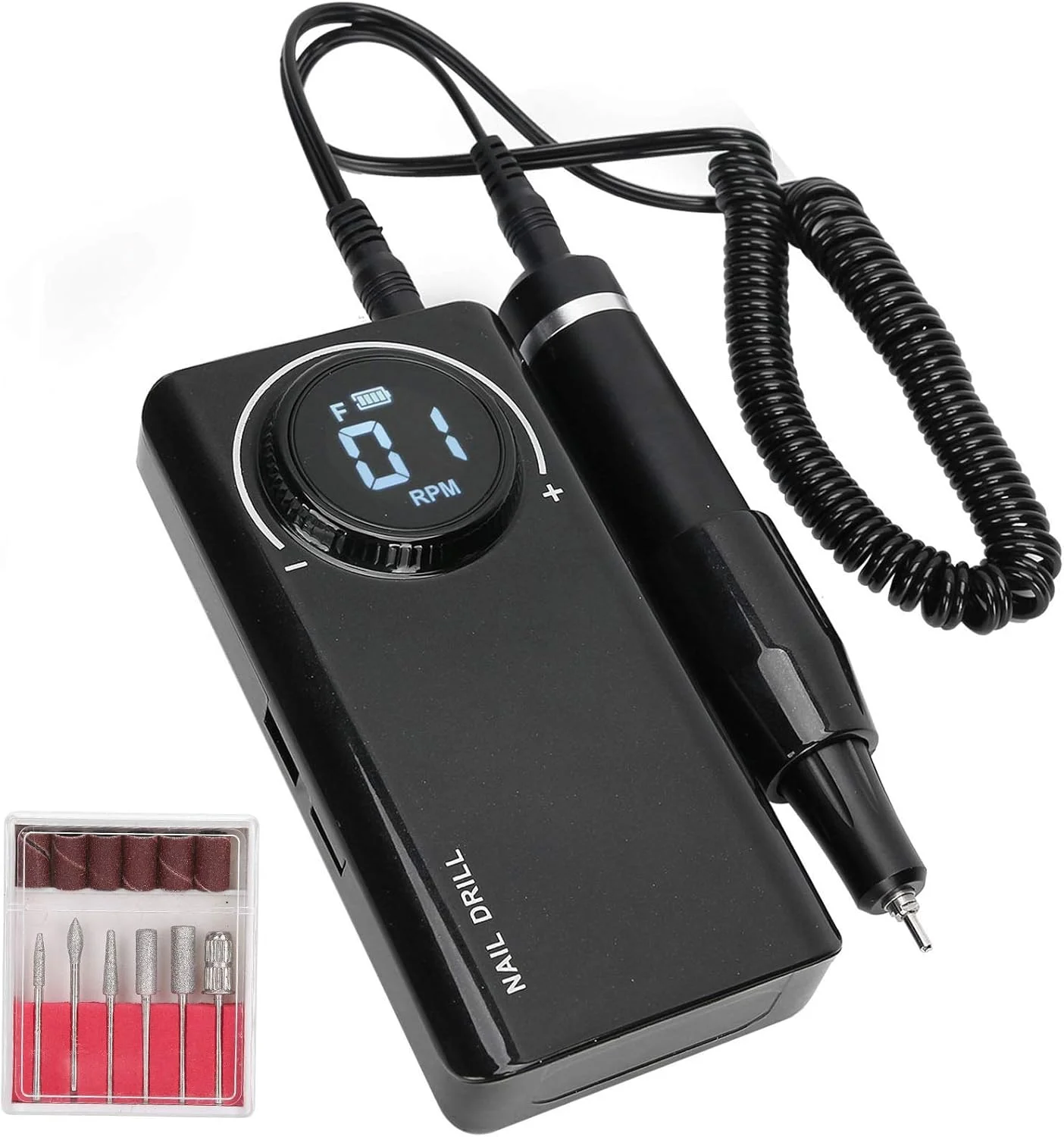 دستگاه سوهان برقی ناخن حرفه ای Oreq، قلم سوهان برقی قابل حمل و شارژی 35000 دور در دقیقه برای ناخن های ژلی آکریلیک، ابزار مانیکور پدیکور سوهان ناخن برای سالن ناخن (مشکی)