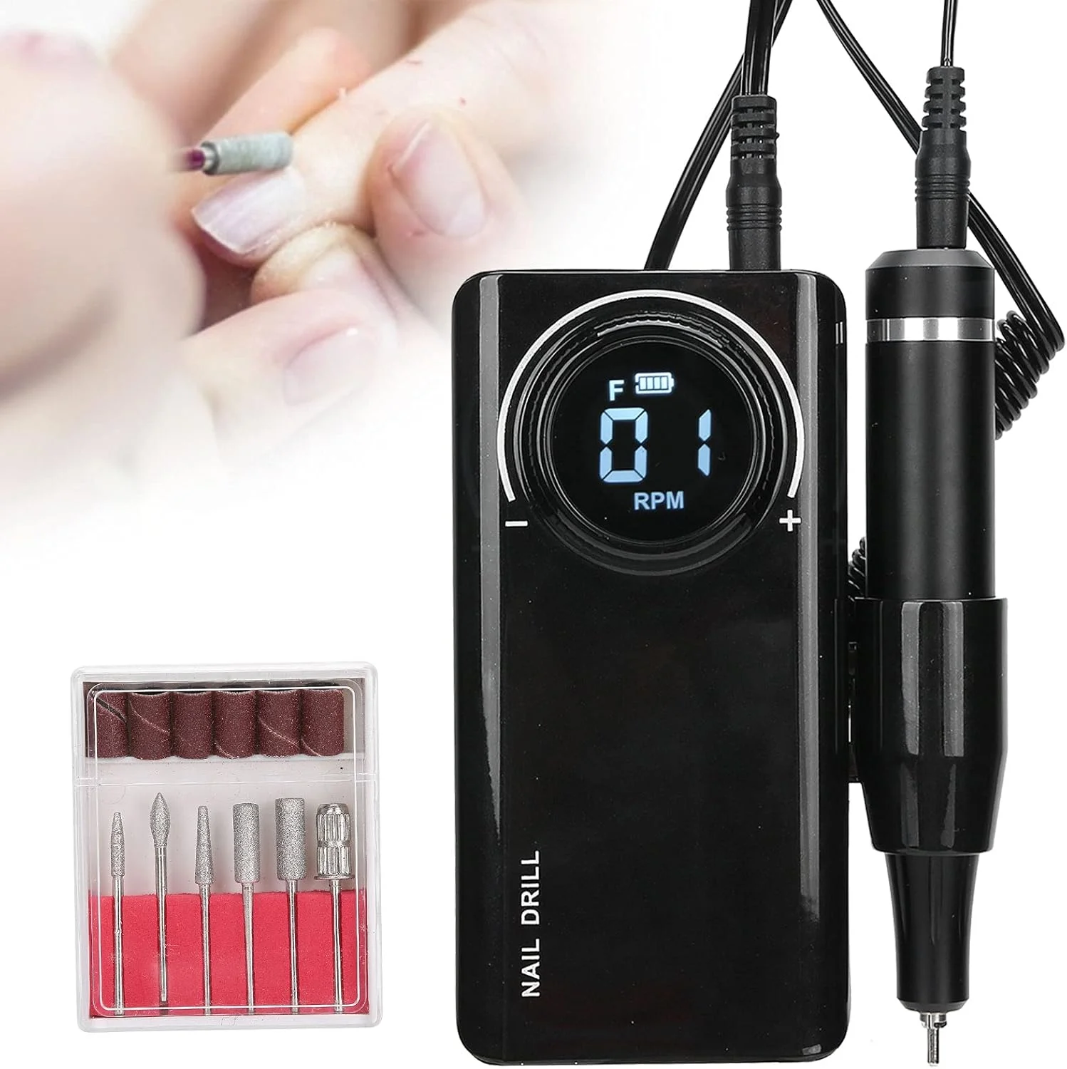 دستگاه سوهان برقی ناخن حرفه ای Oreq، قلم سوهان برقی قابل حمل و شارژی 35000 دور در دقیقه برای ناخن های ژلی آکریلیک، ابزار مانیکور پدیکور سوهان ناخن برای سالن ناخن (مشکی)