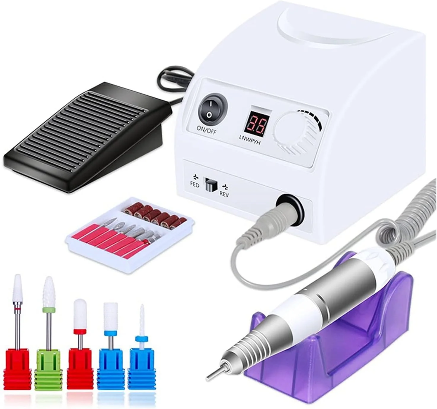 دستگاه سوهان برقی ناخن Shandongmt، ۳۵۰۰۰ دور در دقیقه/۲۰۰۰۰ دور در دقیقه، نمایشگر HD، دستگاه مانیکور فلزی برای تجهیزات هنر ناخن، سمباده ناخن