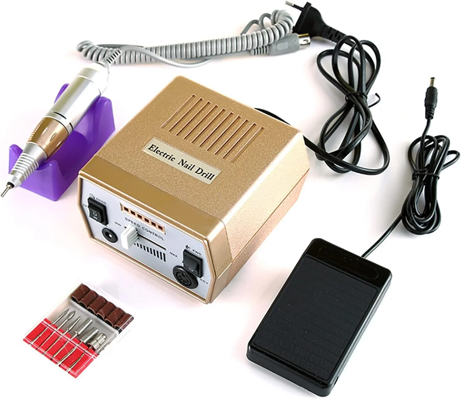 دستگاه سوهان ناخن STUFY با سرعت 30000 دور در دقیقه، فایل برقی ناخن 65 وات، ابزار حرفه ای پولیش و سنگ زنی مانیکور اکریلیک، طلایی (رنگ: طلایی)