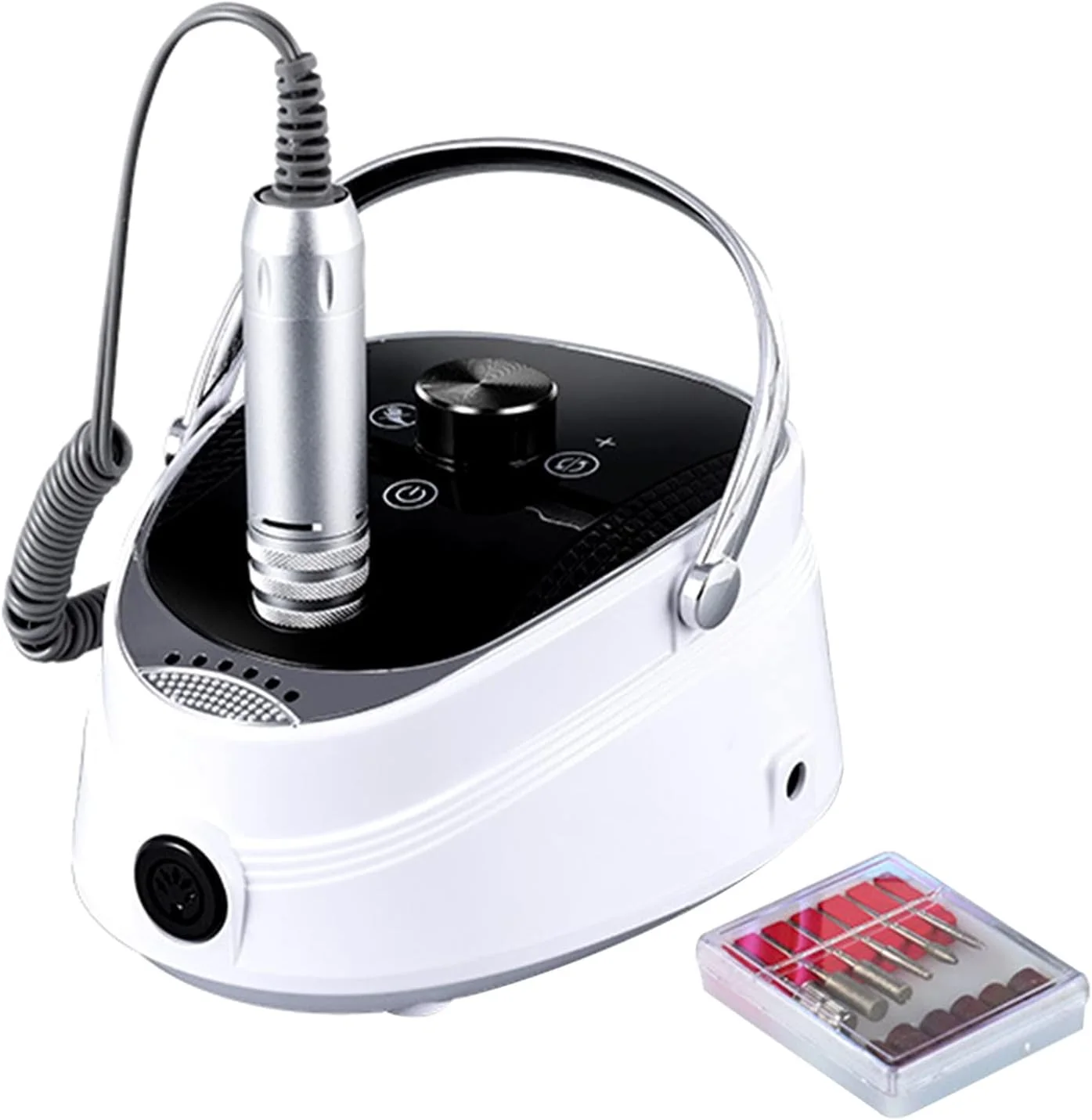 دستگاه پولیش ناخن SUNNEEN، دستگاه دریل ناخن با سرعت چرخش قابل تنظیم 35000 دور در دقیقه، سوهان برقی ناخن، کیت ابزار مانیکور با سرهای سنگ زنی قابل تعویض، ابزار مانیکور سوهان برقی ناخن