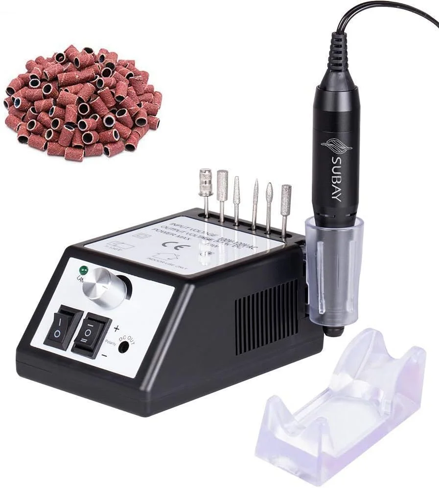 دستگاه سوهان برقی ناخن حرفه ای SUBAY، ست کیت سوهان ناخن برای ناخن های اکریلیک، ناخن ژل، ست پولیش ناخن (مشکی)