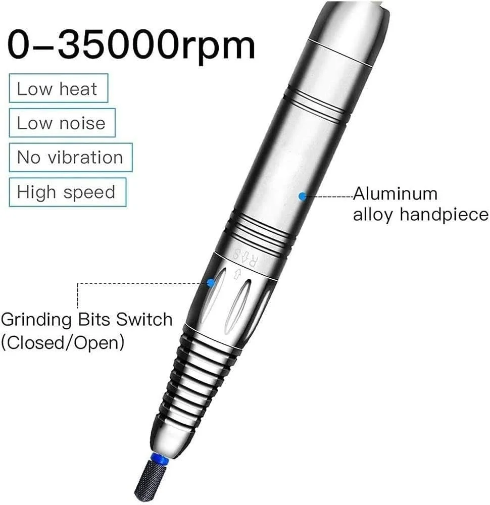 دستگاه سوهان برقی ناخن حرفه ای قابل شارژ STUFY با سرعت 35000 دور در دقیقه، سوهان برقی قابل حمل Scamander، ابزار آسیاب ژل اکریلیک با 6 سری و نوارهای سنباده