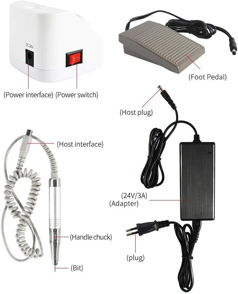 دستگاه سوهان برقی ناخن حرفه ای STUFY، ست سوهان برقی دسته بی صدا و بدون برس، ابزار پدیکور مانیکور برای ناخن های اکریلیک، ژل، بافر ناخن خانگی مانیکور P دستگاه سوهان برقی ناخن حرفه ای STUFY، ست سوهان برقی دسته بی صدا و بدون برس، ابزار پدیکور مانیکور برای ناخن های اکریلیک، ژل، بافر ناخن خانگی مانیکور P