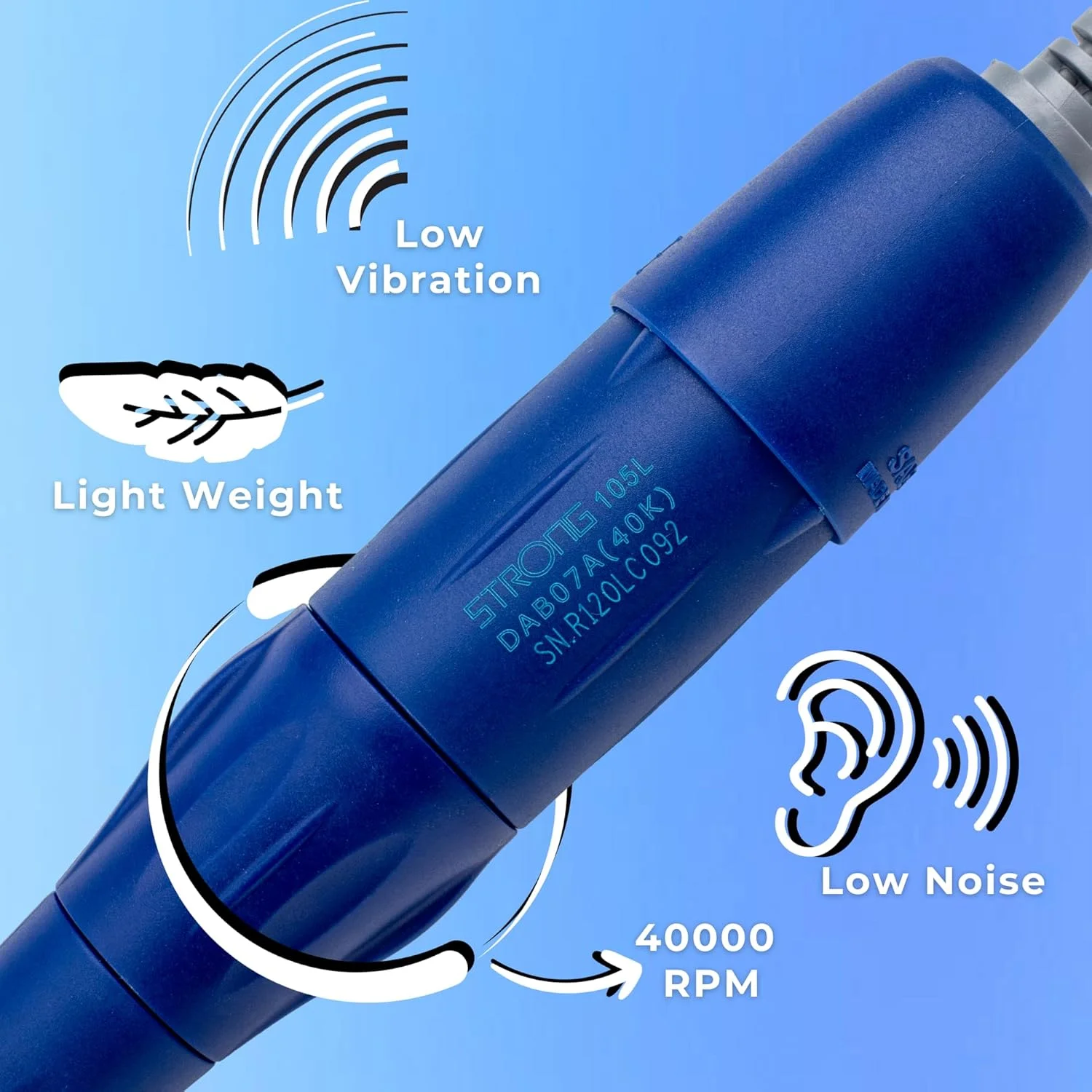 دستگاه مانیکور و پدیکور استرانگ مدل 210/105L با سرعت 40000 دور در دقیقه به همراه پایه نگهدارنده هندپیس موتور و ست مانیکور و پدیکور