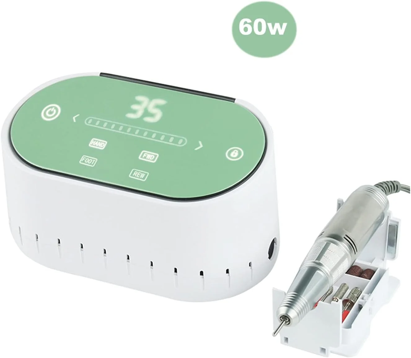 دستگاه سوهان برقی ناخن Suuim، 60 وات، 35000 دور در دقیقه، فرز با سرعت بالا، دستگاه مانیکور، سوهان برقی ناخن، صفحه نمایش LCD، سمباده سالن ناخن قابل حمل