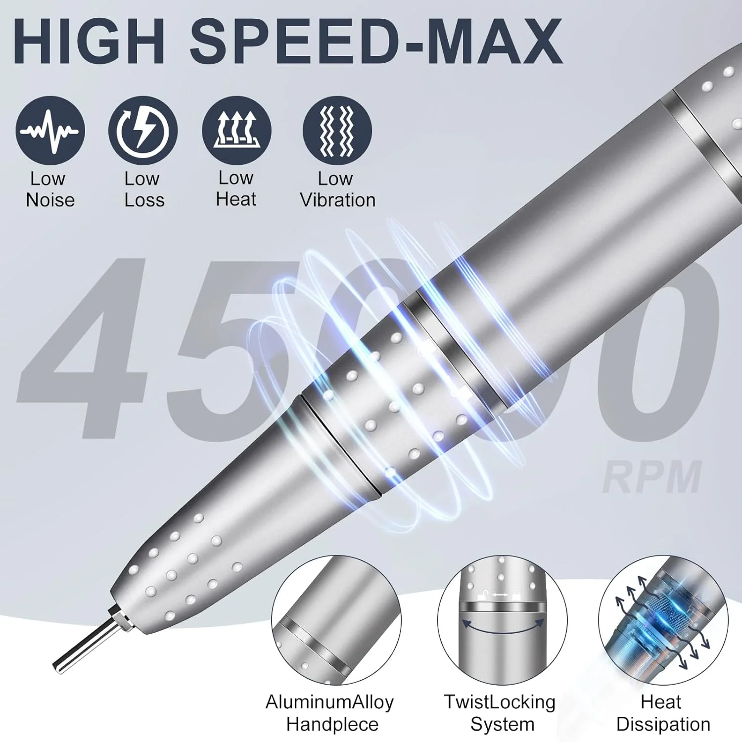 دستگاه سوهان برقی ناخن حرفه ای Urbuti، 45000 دور در دقیقه، سوهان برقی ناخن قابل شارژ با ظرفیت بالا 4000 میلی آمپر ساعت، 11 سر سوهان، از بین برنده لاک ژل، مناسب برای مانیکور ناخن های اکریلیک در سالن و منزل (خاکستری)