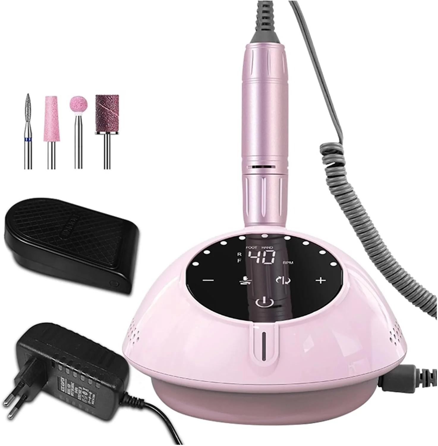 دستگاه سوهان برقی ناخن حرفه ای Suuim با سرعت 40000 دور در دقیقه، دستگاه مانیکور با صفحه نمایش HD، فایل برقی ناخن ارتقا یافته جدید با کاتر، لوازم هنری ناخن