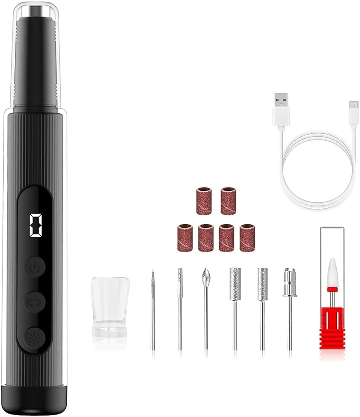 ست دریل ناخن برقی tewiaii: ست ابزار ناخن قابل حمل 2 در 1 شامل دریل ناخن و چراغ UV با صفحه نمایش LED - دستگاه دریل ناخن قابل شارژ 9 سرعته با خشک کن سریع برای خشک کردن لاک و ریمو (مشکی)