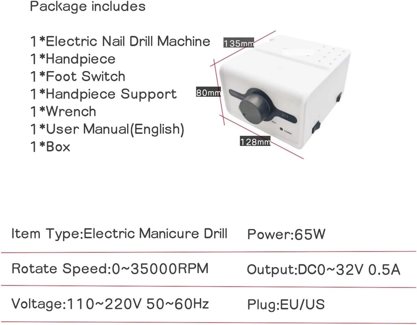 دستگاه سوهان برقی ناخن WRQzxcv، دستگاه سمباده برقی ناخن برای ناخن ها، ابزار پدیکور دسته دار، تجهیزات حرفه ای سوهان ناخن